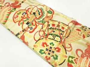 アンティーク　和楽器模様織出し丸帯（材料）